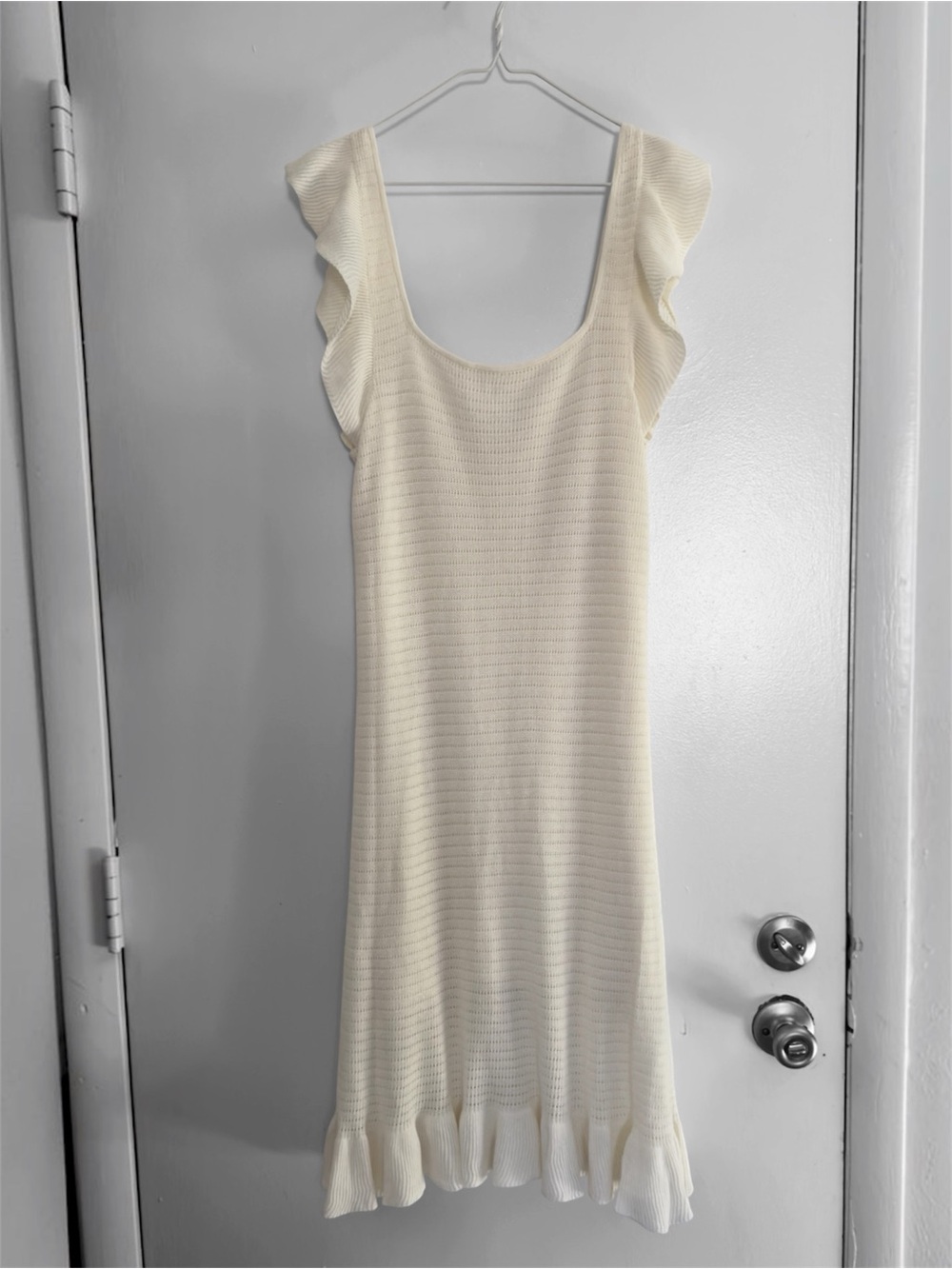 House of Harlow 1960 Cream Pointelle Knit Midi Dress M